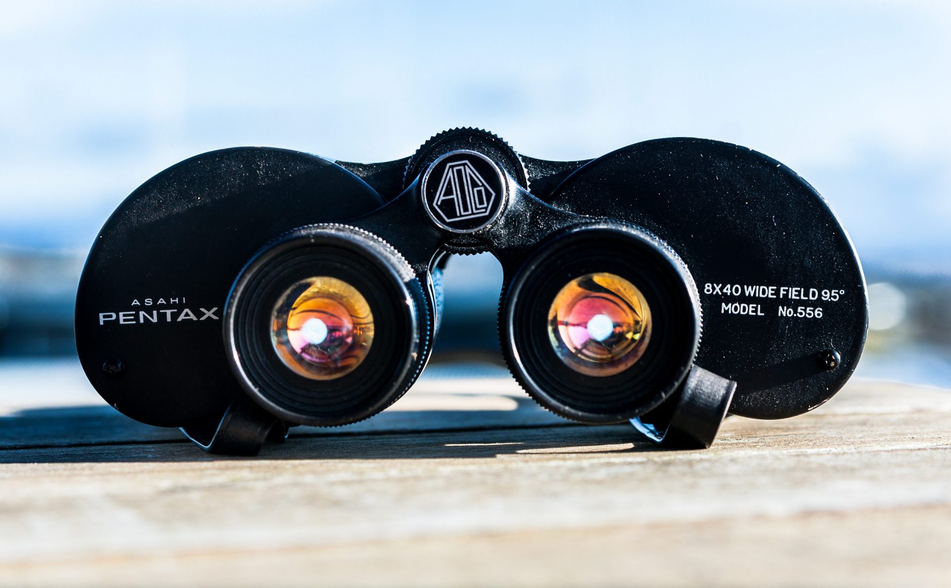 black binoculars on ledge