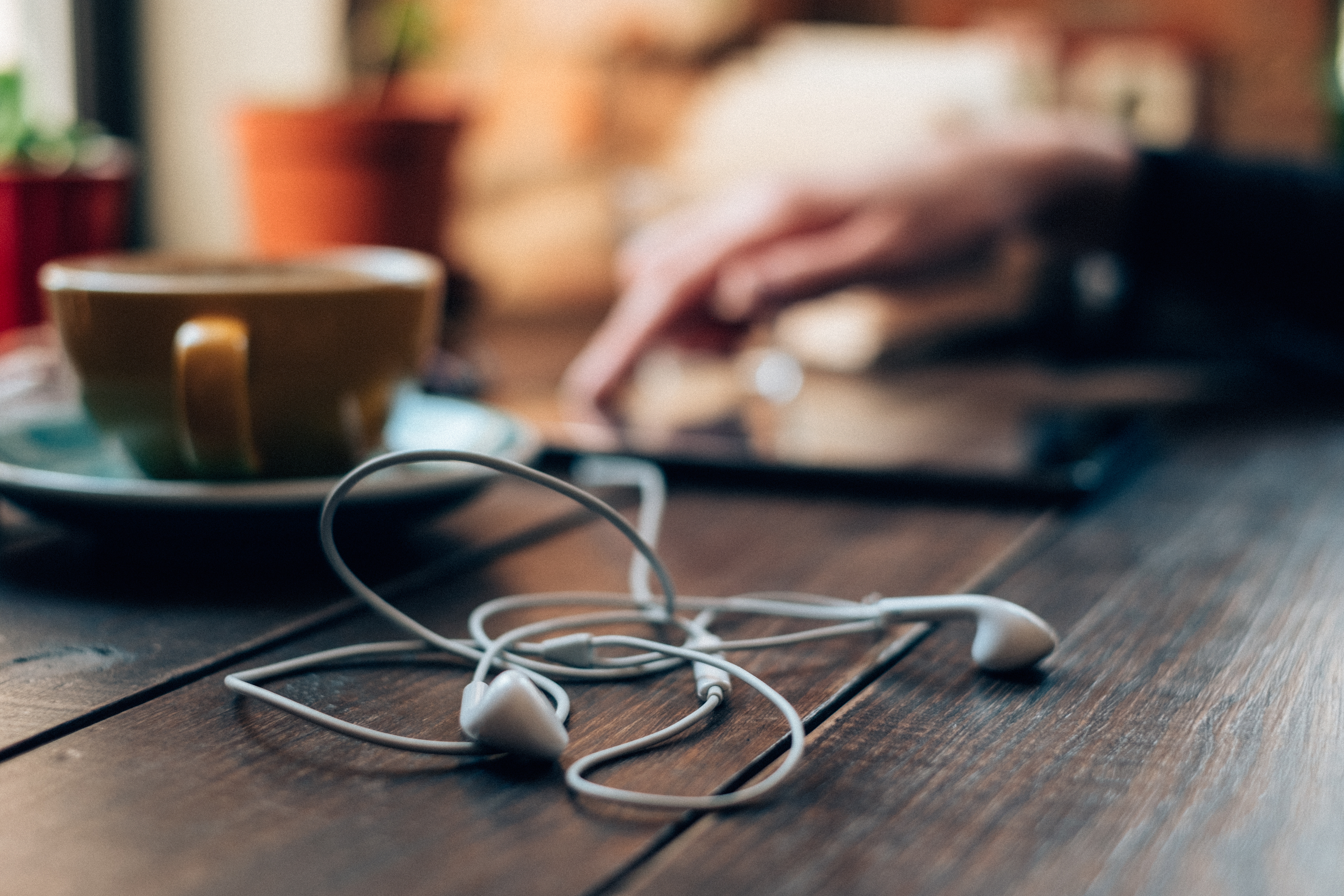 headphones on table